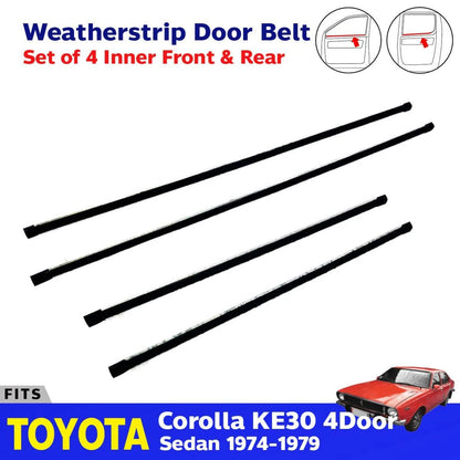 4x Inner Weatherstrip Door Belt Seal Fit Toyota Corolla KE30 TE31 4D SED 1974-79