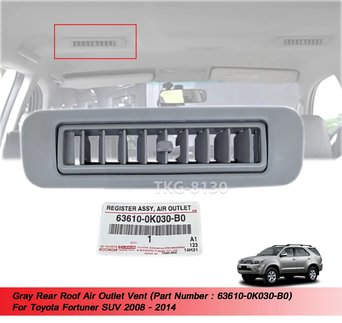 Rear Roof Air Outlet Vent for Toyota Fortuner (2008-2014)