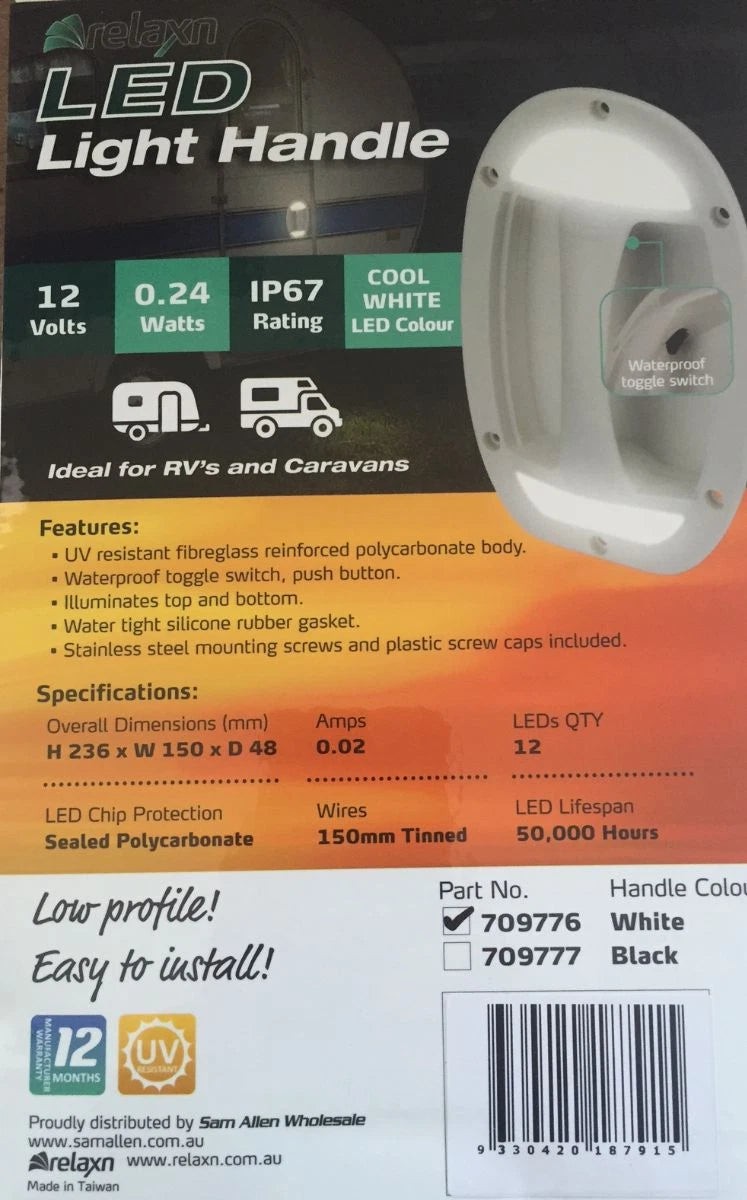 Caravan LED Light Handle 12V Waterproof Low Profile Cool White