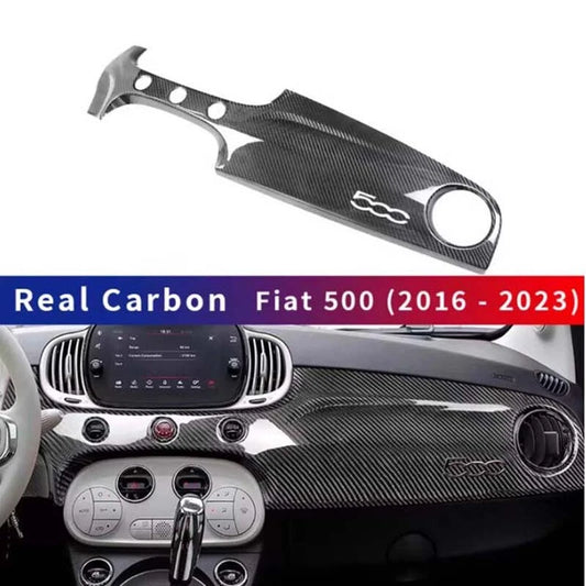 100% Dry Gloss Carbon Fiber Dashboard Panel Cover Trim for Fiat 500 2016-2023