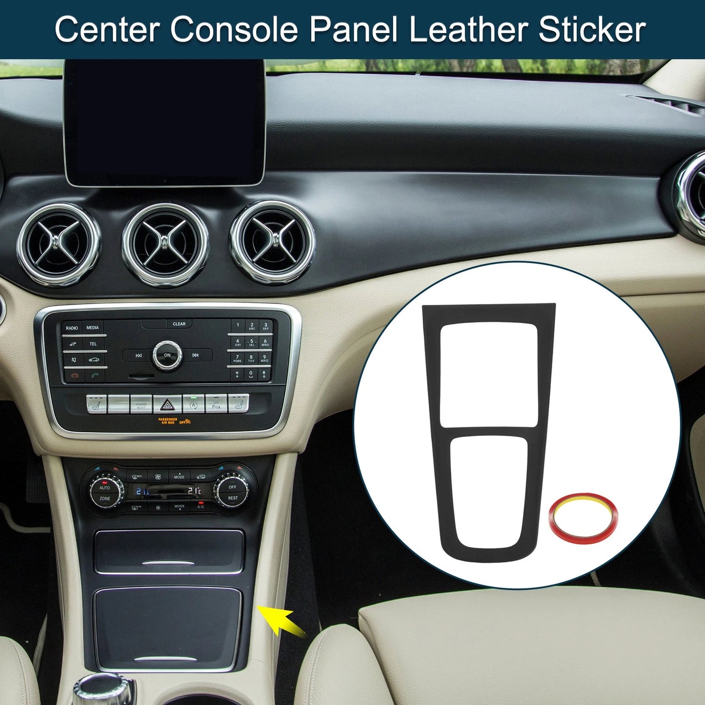 Center Console Panel Sticker for Mercedes-Benz GLA GLB EQA EQB Matte Black