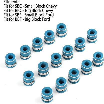 16 Pcs Valve Stem Oil Seal Kit for SBC BBC SBF BBF Engine 11/32” X .500”