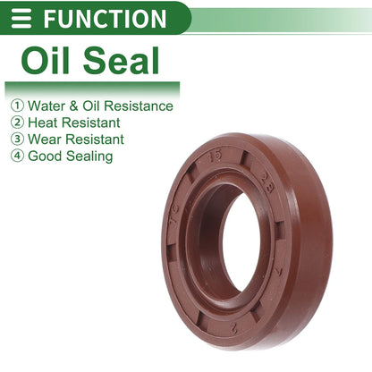 Oil Seal 15x28x7mm Brown 5 Pcs