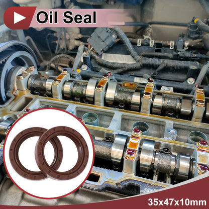 Oil Seal 2 x Seal Ring Rotary Shaft Seal FKM Rubber 35x47x10mm Brown