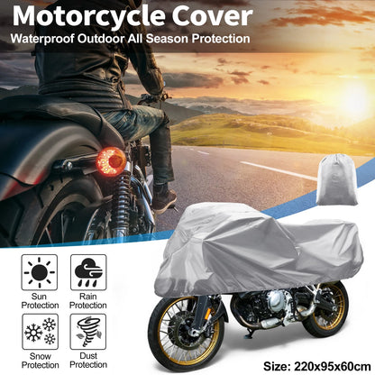 Motorcycle Cover 86.61x37.4x23.62 Waterproof 420D-PU Silver for Universal Motorcycles