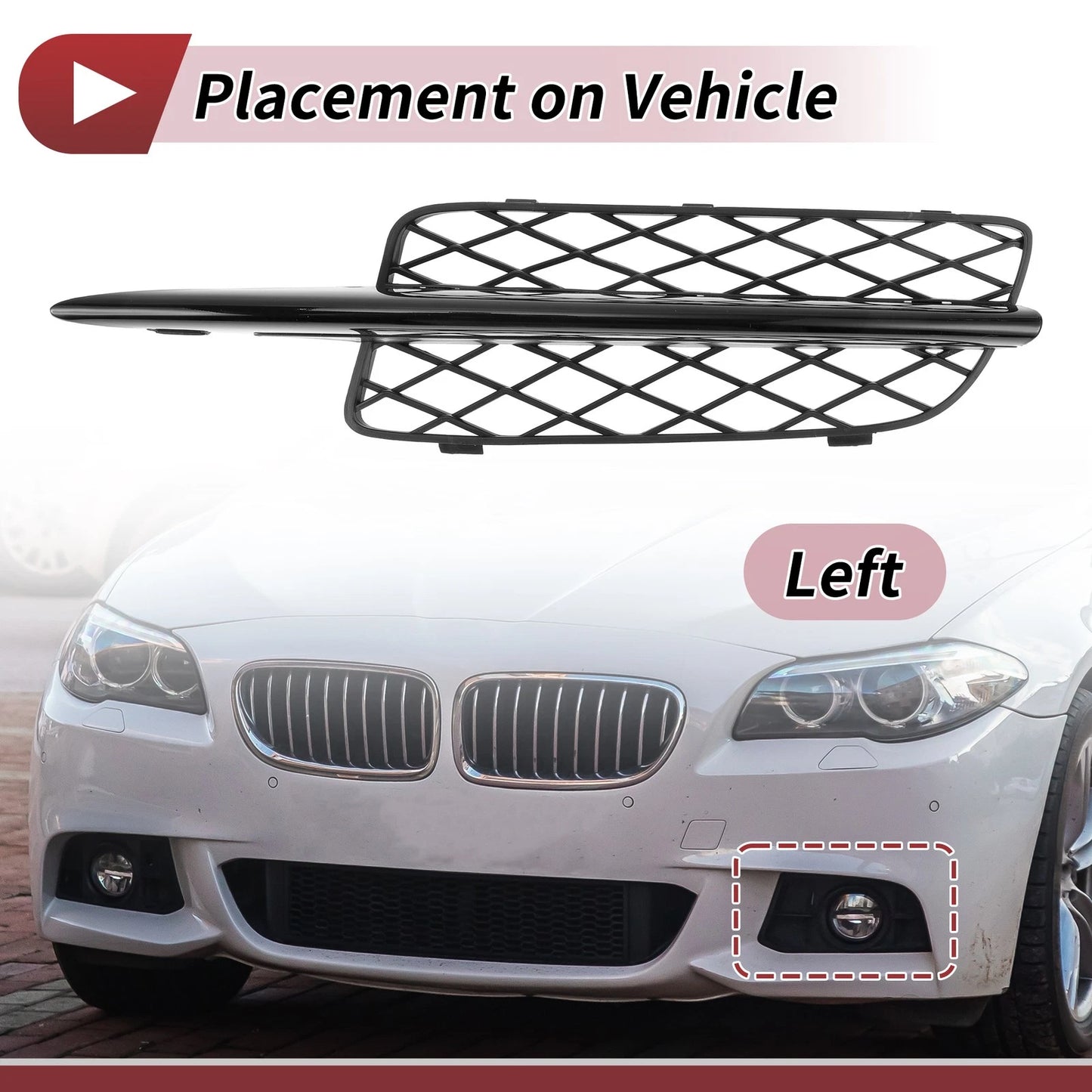 1 Pc Front Left Fog Light Grill for BMW X5 (2007-2010) Black