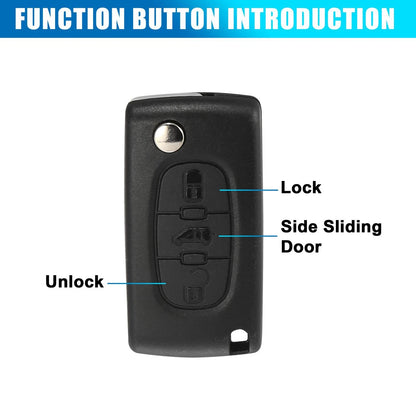 3 x Key Fob Case Shell for Peugeot Partner, Citroen Berlingo, Dispatch