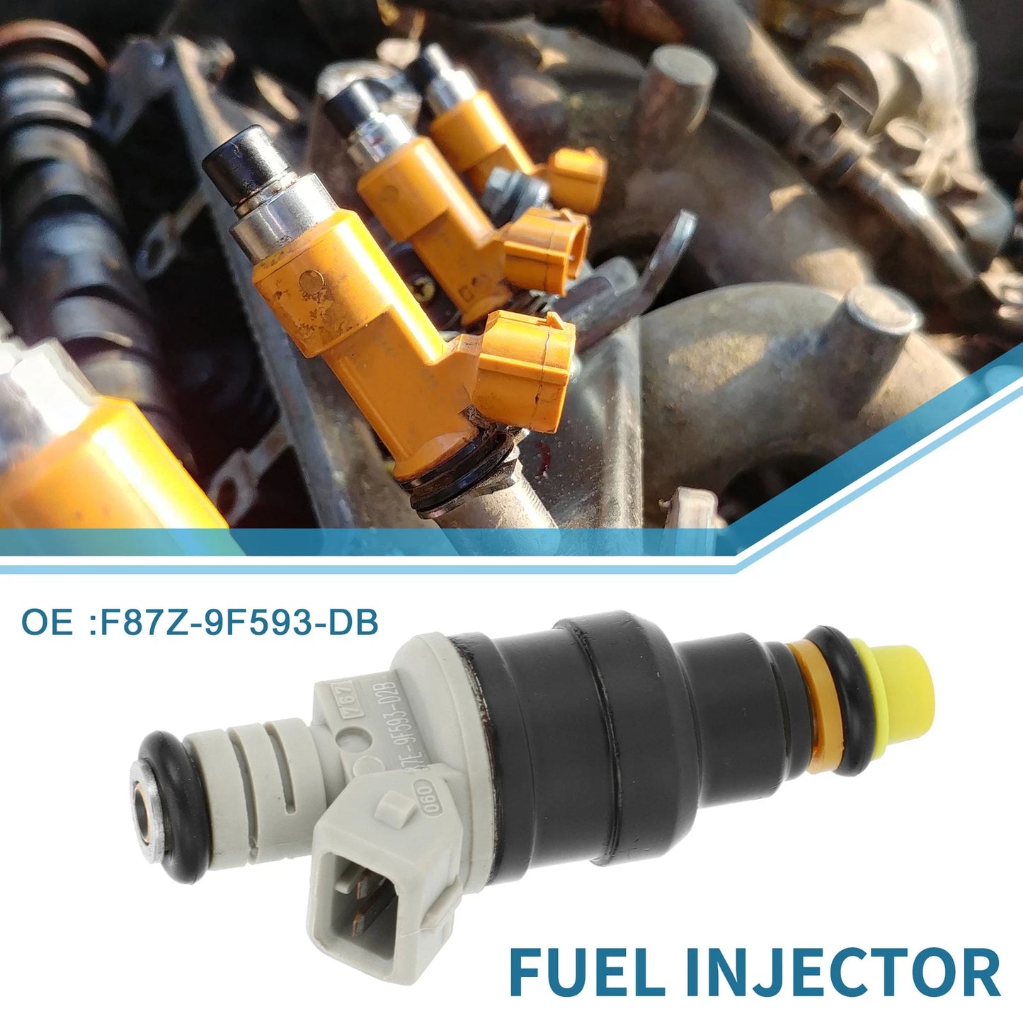 Fuel Injector No.F87Z-9F593-DB for Ford Ranger 1998-2001 2.5L Black 1 Pc