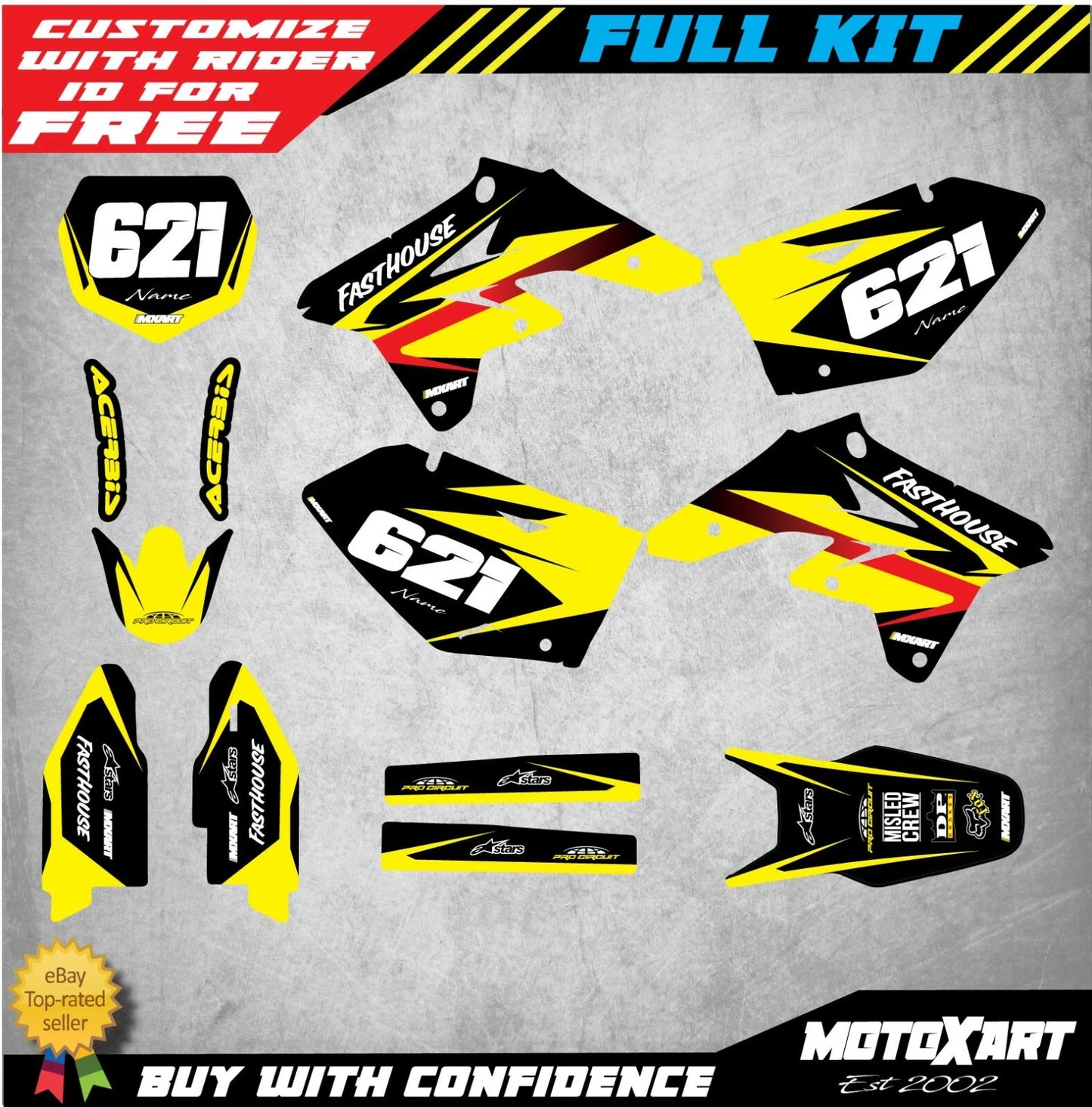 Custom Graphics Full Kit for Suzuki RMZ 250 (2007-2009) MAX STYLE Decals