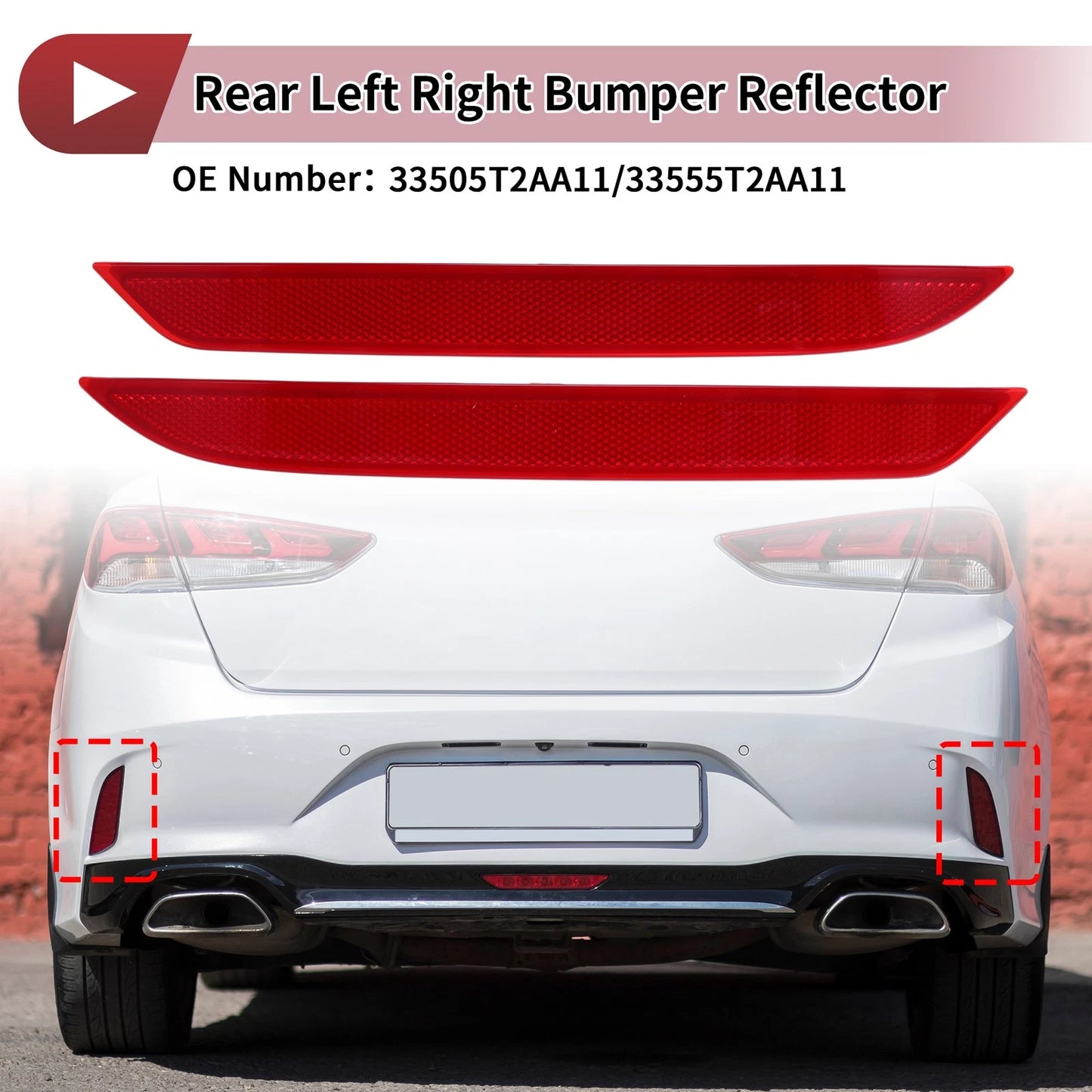 Rear Left Right Bumper Reflectors for Honda Accord (2016-2017)