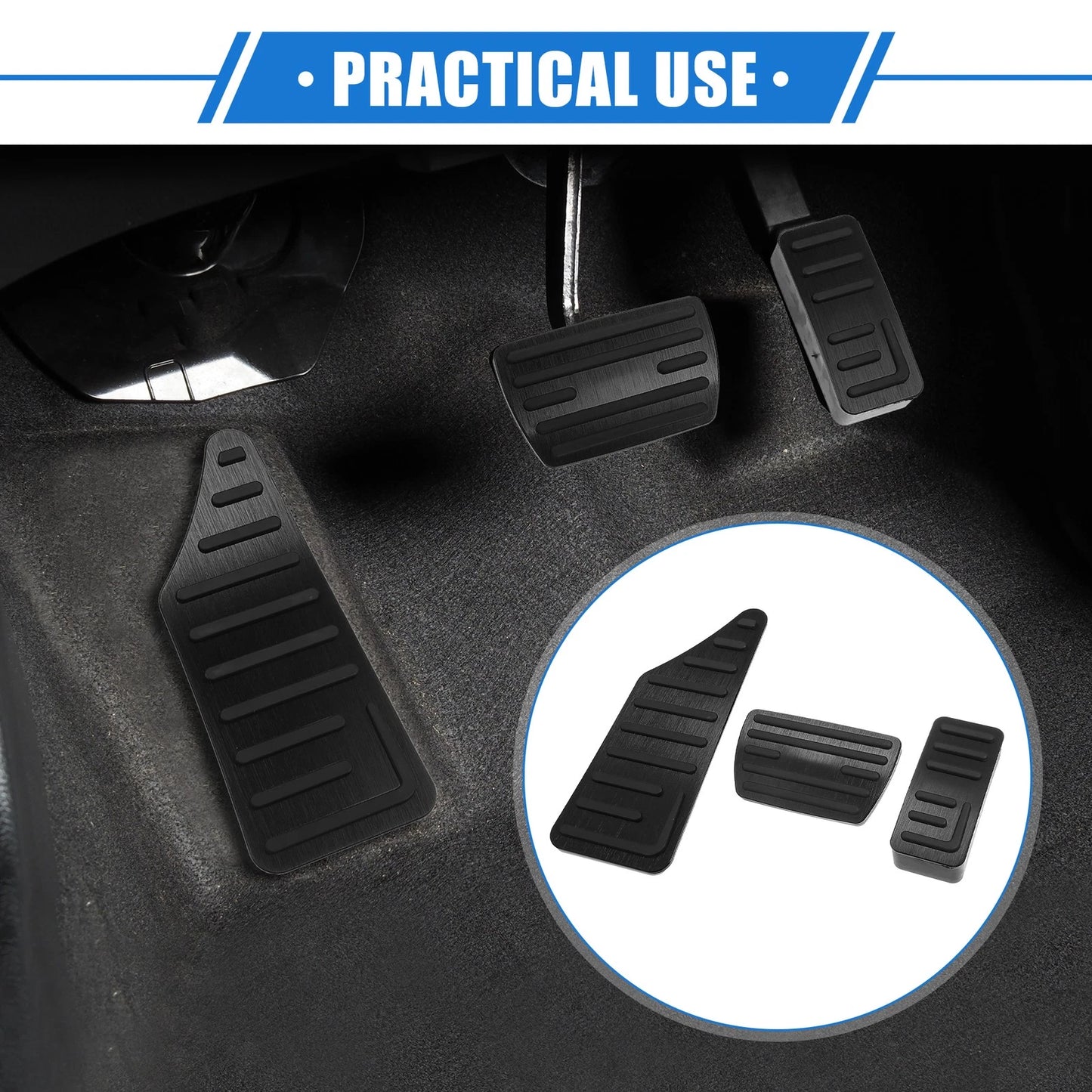 3 x Car Gas Accelerator Brake Foot Rest Pedals for Honda HR-V (2021-2023) Black