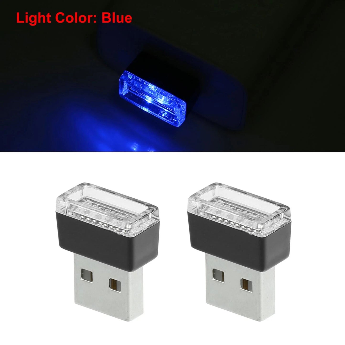 5 x Blue Mini USB LED Lights for Universal Car Interior Decoration