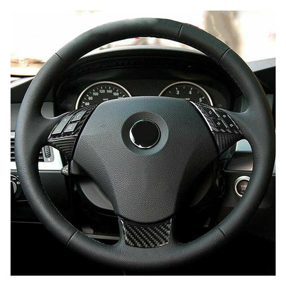 Carbon Fiber Steering Wheel Button Trim Cover for BMW 5 E60 E61 (2005-2010)