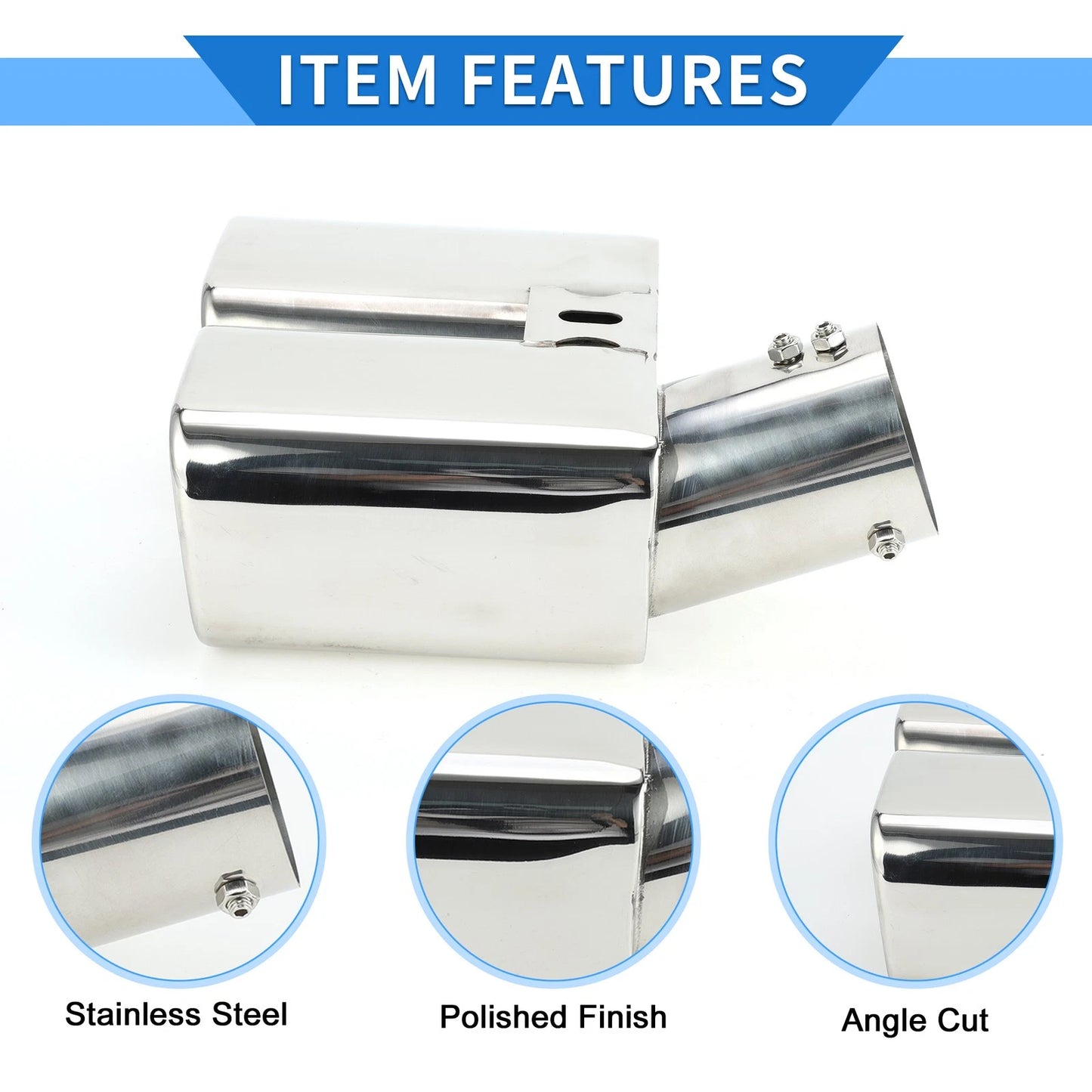 1Pc 2.4" Dual Exhaust Tip for Toyota Alphard