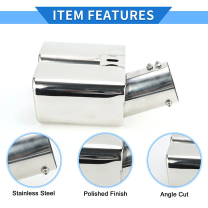 1Pc 2.4" Dual Exhaust Tip for Toyota Alphard