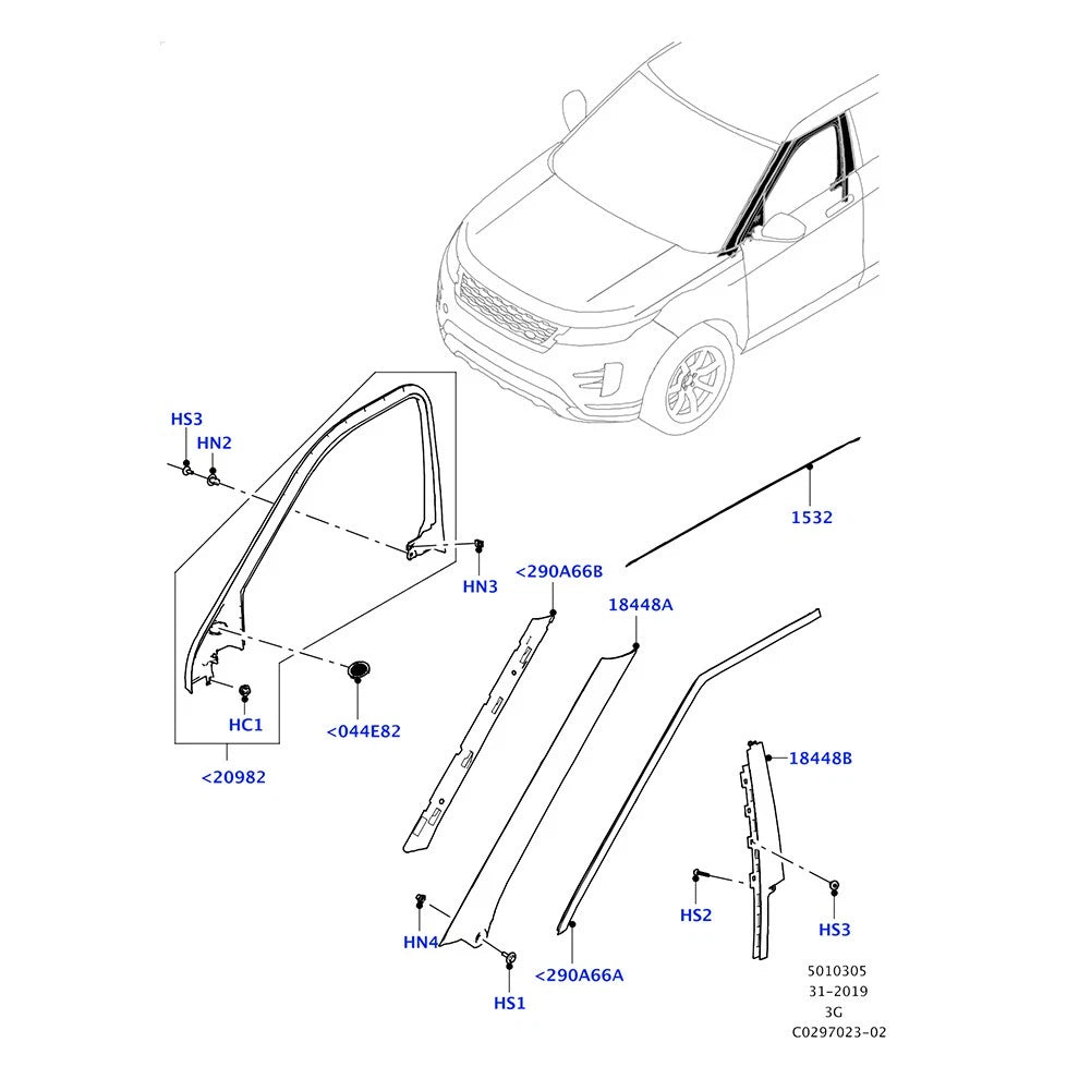 Front Windshield A-Pillar Trim for Range Rover Evoque (2020-2022)