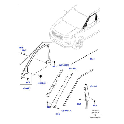 Front Windshield A-Pillar Trim for Range Rover Evoque (2020-2022)