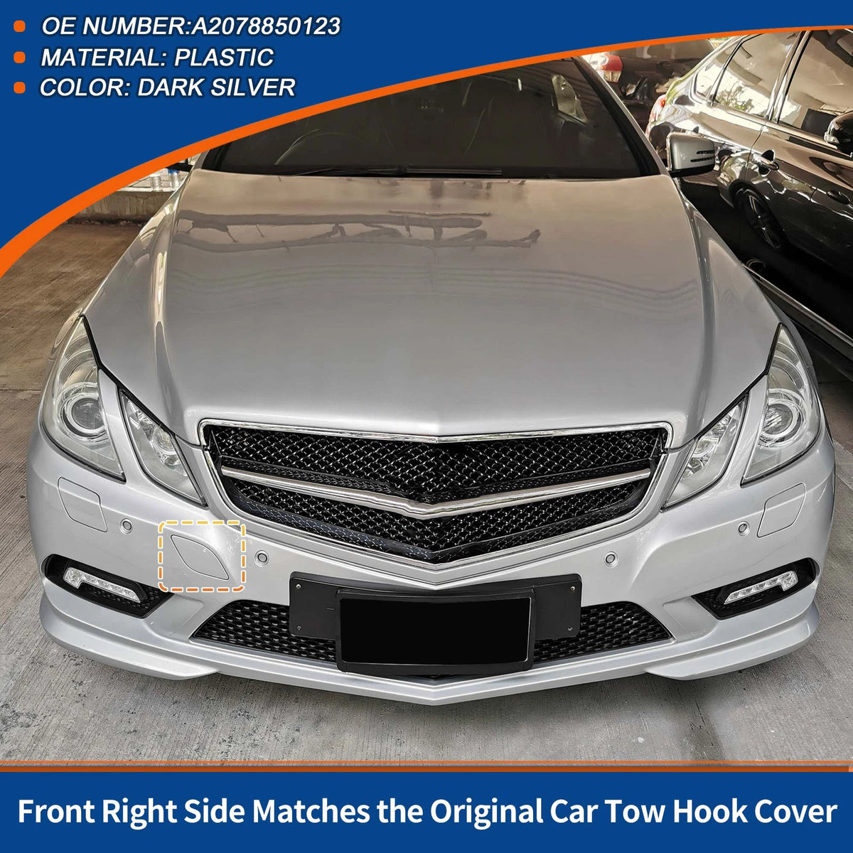 Front Car Bumper Tow Hook Cover for Mercedes-Benz A2078850123 (2012-2018)