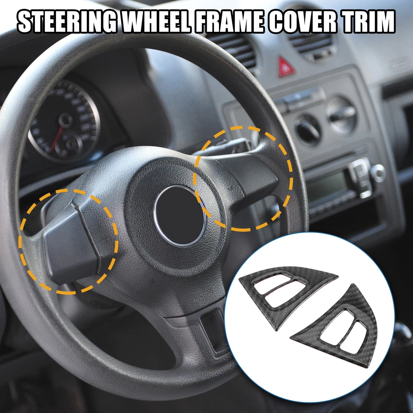 2 x Car Steering Wheel Cover Trim for BMW X5 E70 (2007-2013) Carbon Fiber Black