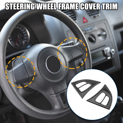 2 x Car Steering Wheel Cover Trim for BMW X5 E70 (2007-2013) Carbon Fiber Black