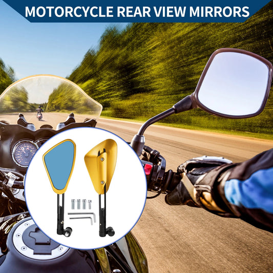 M8/M10 1 Set Rear View Mirrors Side Rearview Mirror Black Gold Tone for Motorcycle