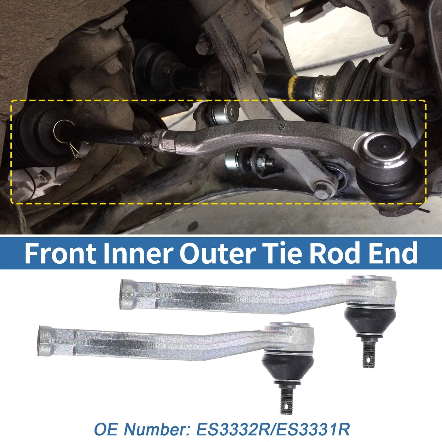 2 x Front Outer Tie Rod End Links for Honda Civic CR-V (2001-2006)