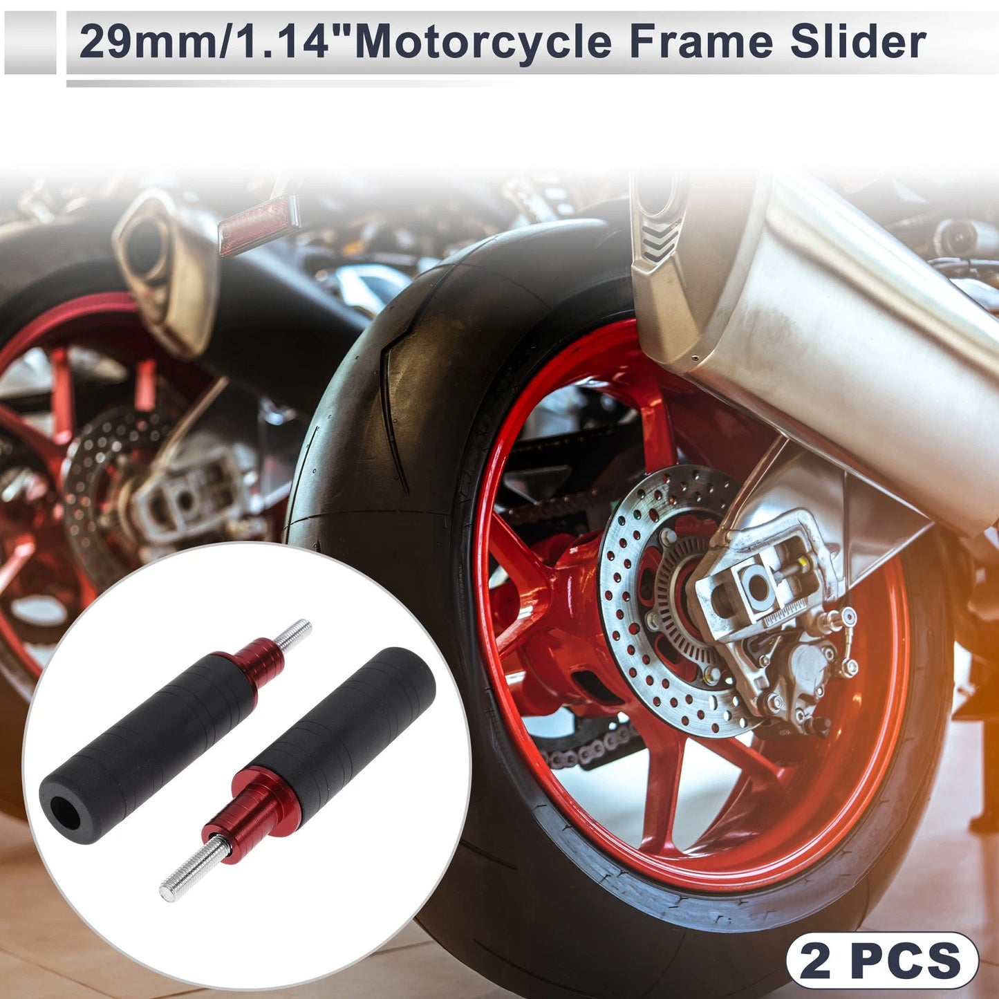 0.67" Aluminum Alloy Plastic Motorcycle Slider Frame 2 x Red for Motorcycle