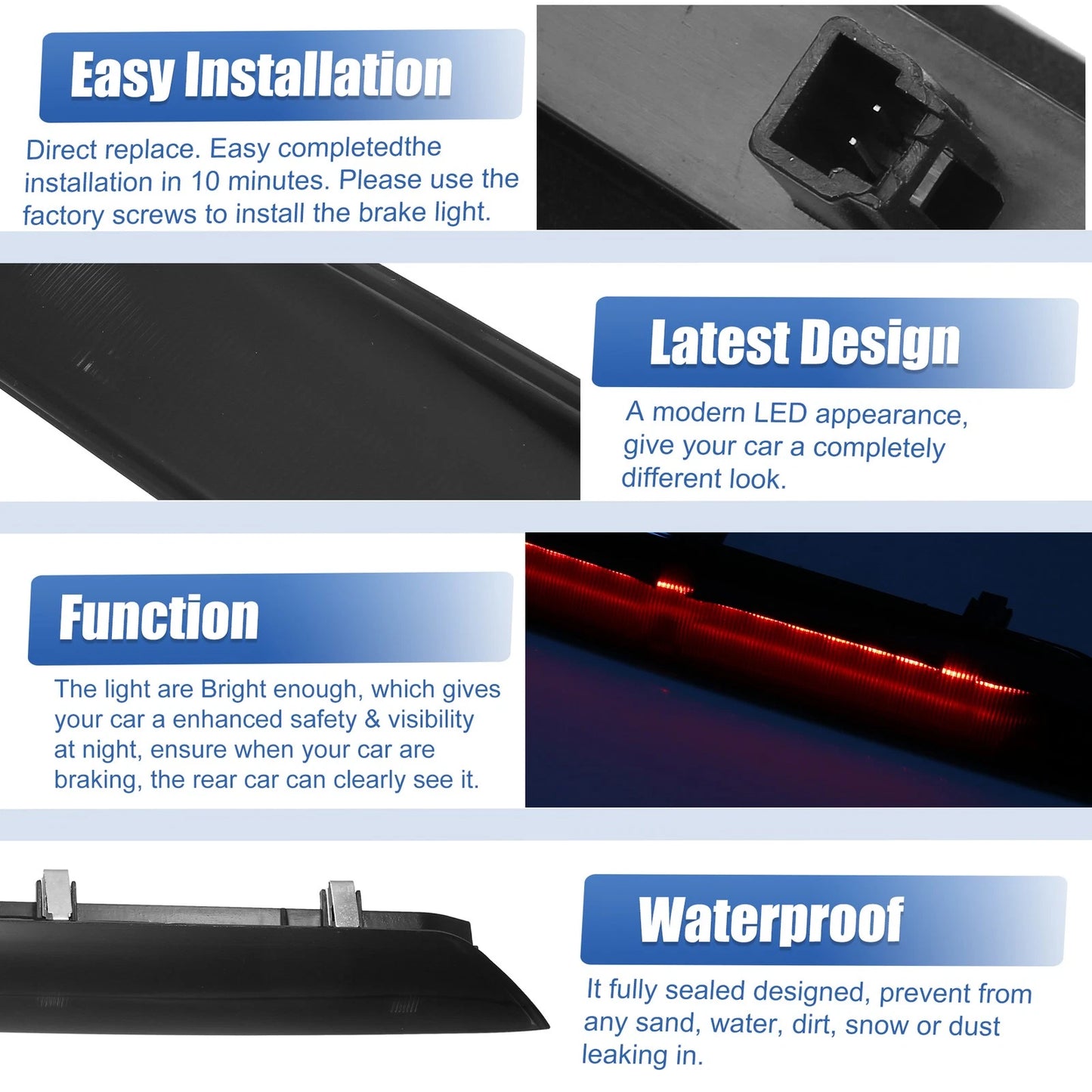 High Level Third Brake Light Black Lens for Ford Transit-150 (2015-2017)