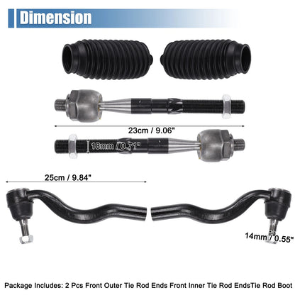 6pcs Front Inner Outer Tie Rod End Link for Dodge Durango (2011-2015)