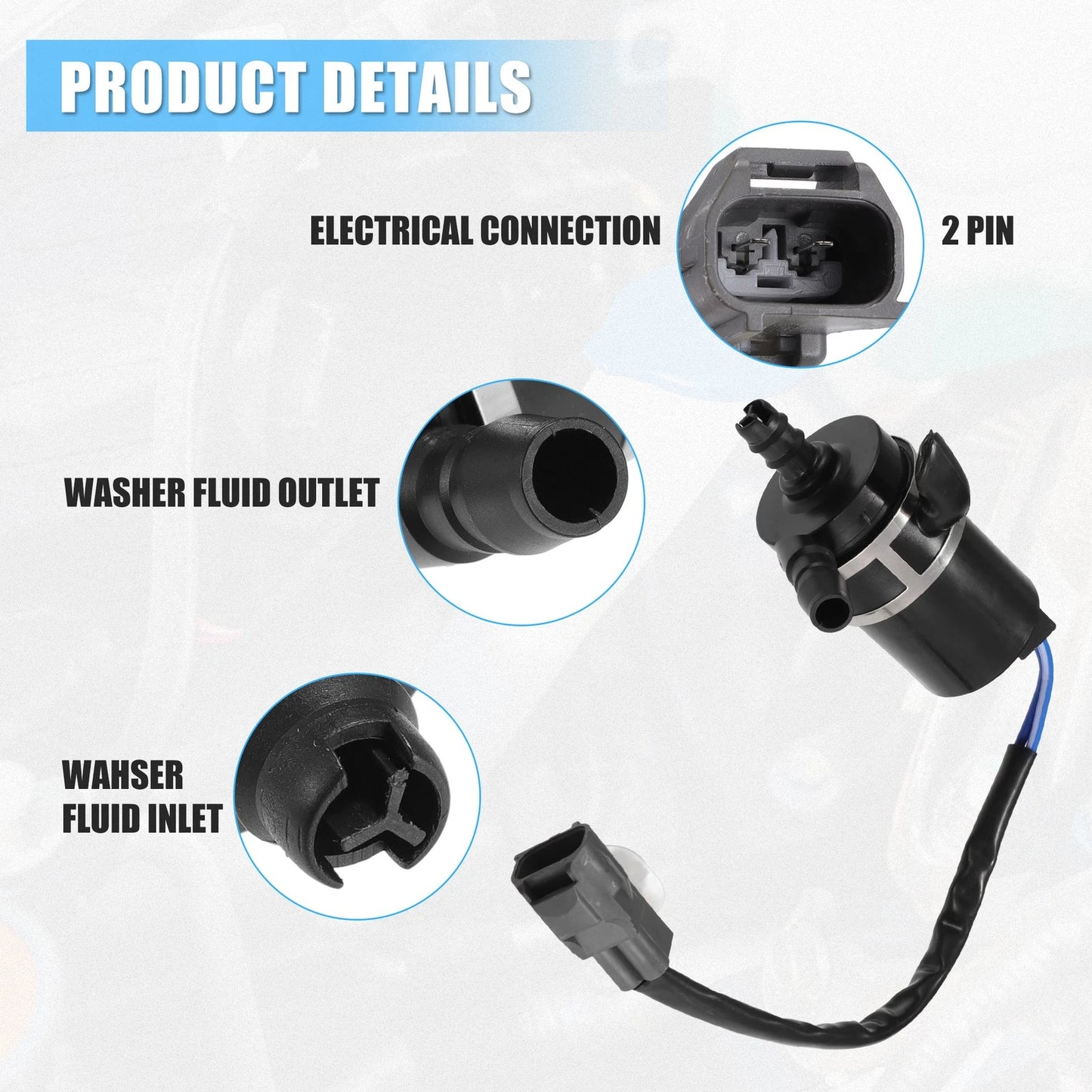 Windshield Washer Motor Pump for Mitsubishi Pajero (2008-2015)