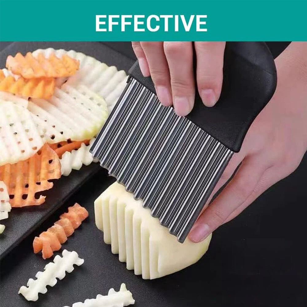 Stainless Steel Crinkle Cutter Wavy Chopper for French Fry Slicer