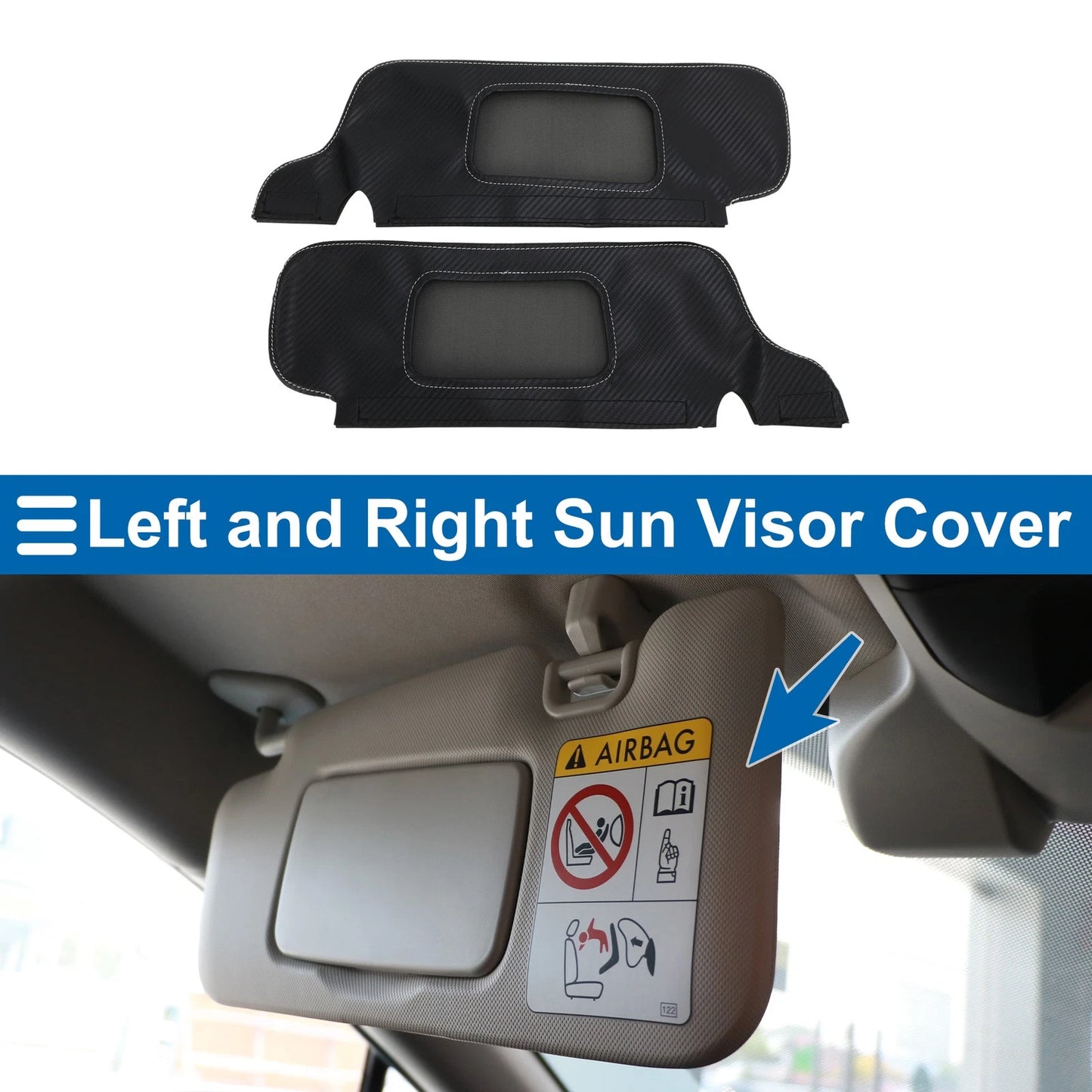 Sun Visor Covers  for Ford Mustang Carbon Fiber Black