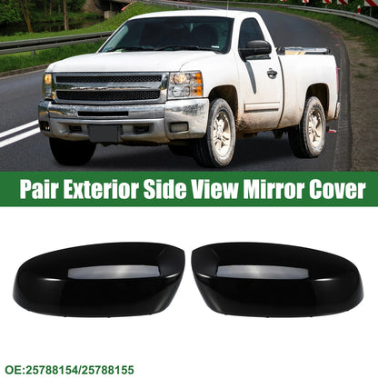 Pair Left Right Rearview Mirror Cap for Chevrolet Silverado 1500 Gloss Black
