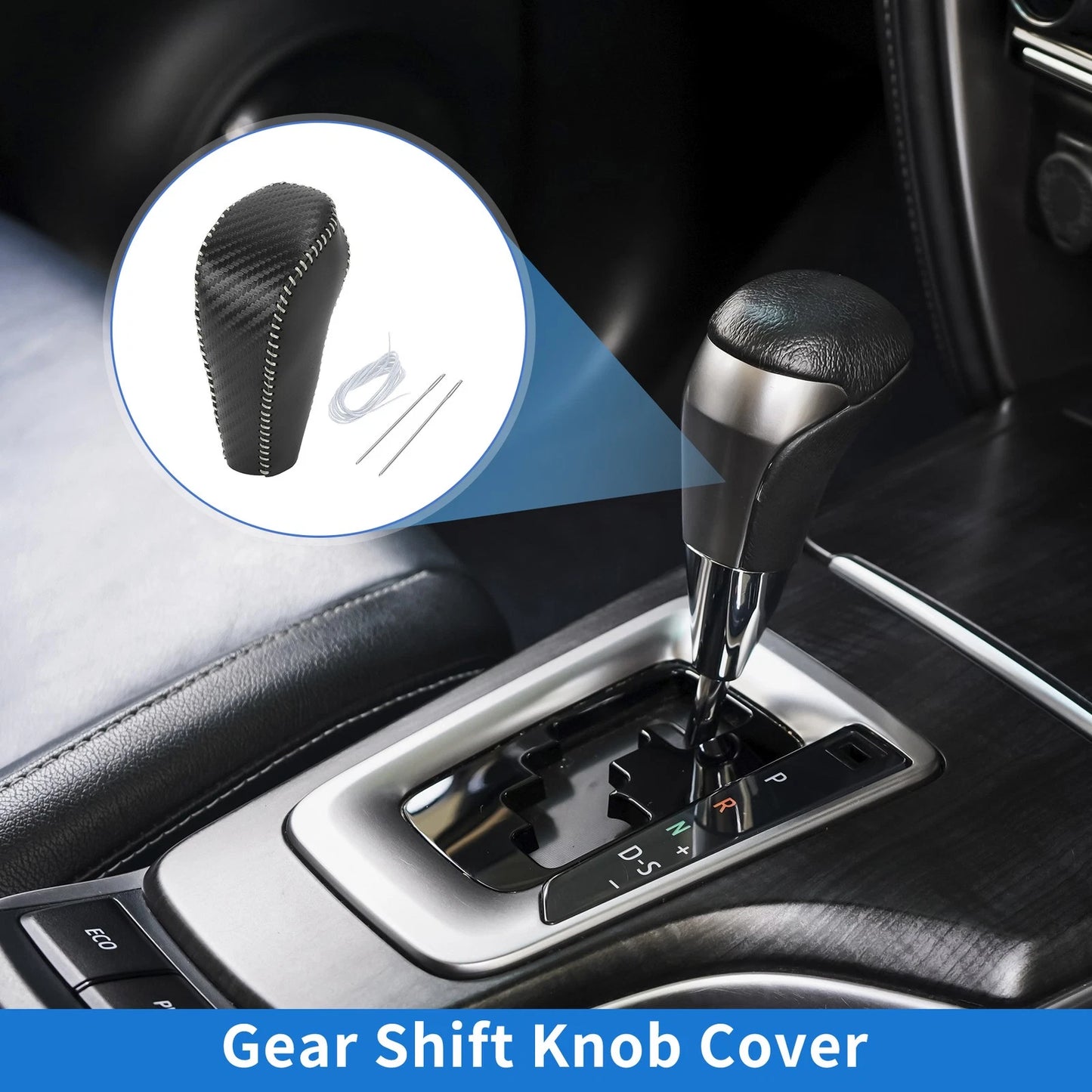 Gear Shift Knob Cover for Chevrolet Cruze (2011-2015) Black Carbon Fiber Grey