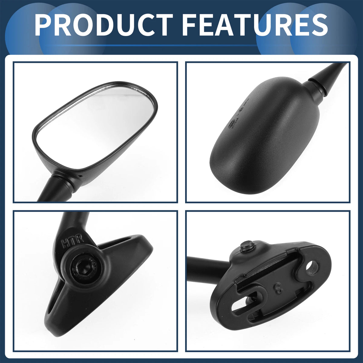 Set of 2 Motorcycle Rear View Mirrors for Honda CBR600RR (2003-2012)