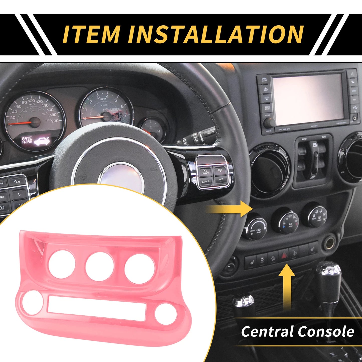 AC Switch Button Control Cover Trim for Jeep Wrangler JK JKU (2011-2017) Pink