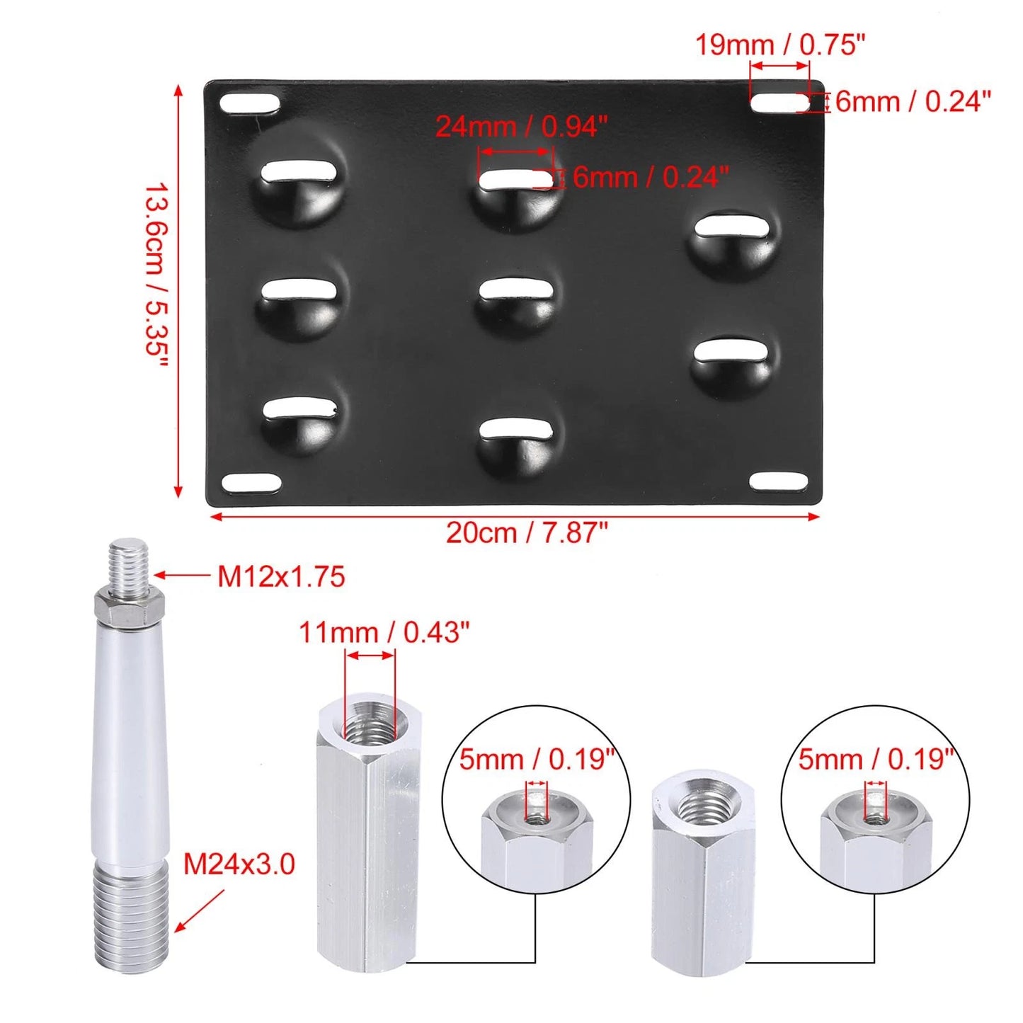 Front Bumper Tow Hook License Plate Mount Bracket