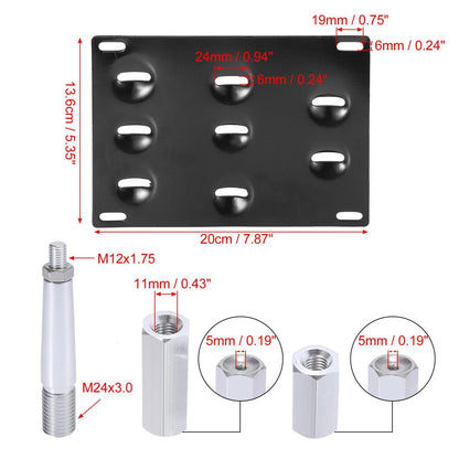 Front Bumper Tow Hook License Plate Mount Bracket