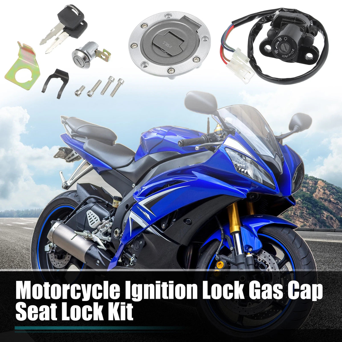 Ignition Switch Gas Cap Seat Lock w/ Key for Yamaha YZF-R1 (1998–1999)
