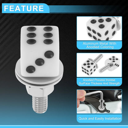 4 pcs Universal Motorcycle M6 License Plate Screws Cover 3.45 cm White