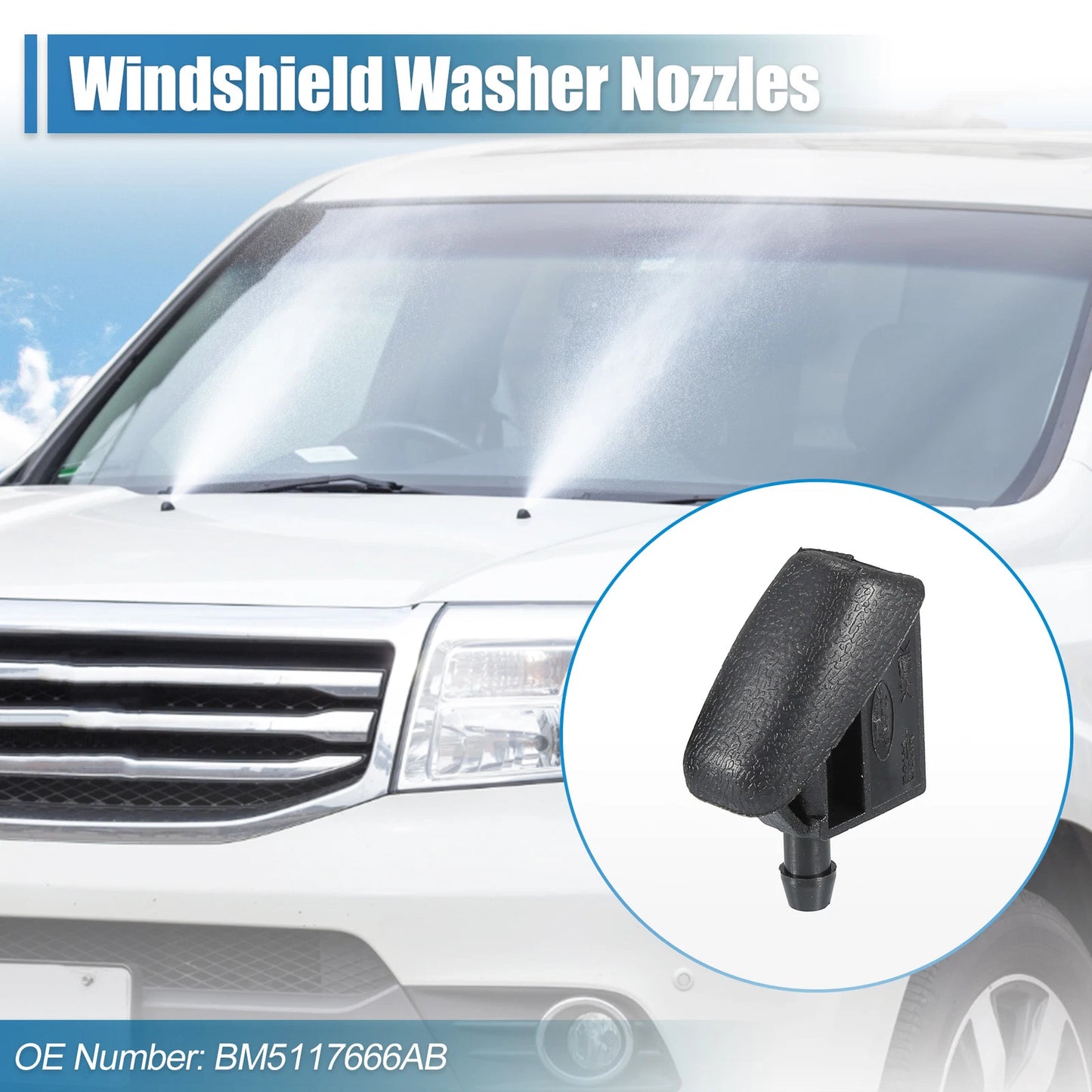 2 x Windshield Wiper Washer Nozzles for Ford Focus (2012-2018)