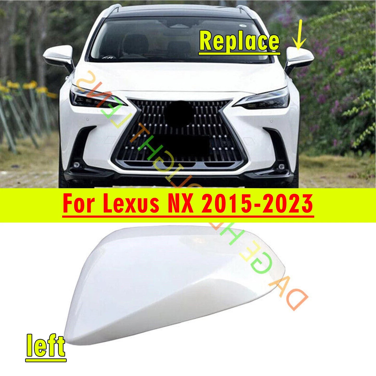 Gloss White Left Side Rearview Mirror Cover for Lexus NX (2015–2023)