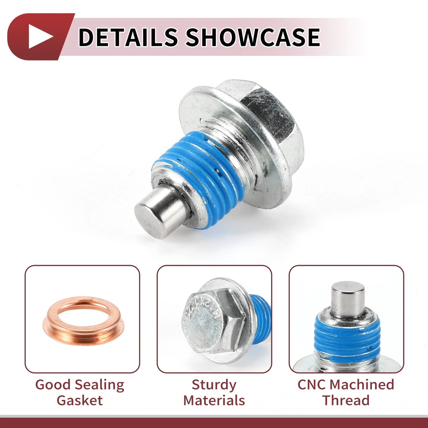 Oil Drain Plug Set for Nissan Infiniti (1102601M02) Blue Silver Tone