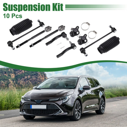 10 x Front Suspension Kit Tie Rod Ends & Sway Bar Links for Toyota Corolla (2003-2008)