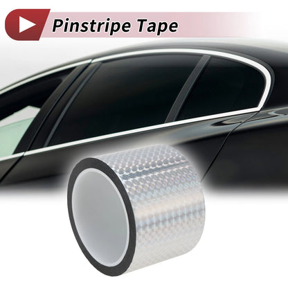Pinstripe Tape 70mmx50m for Car, Motorcycle and Boat Laser Silver Tone