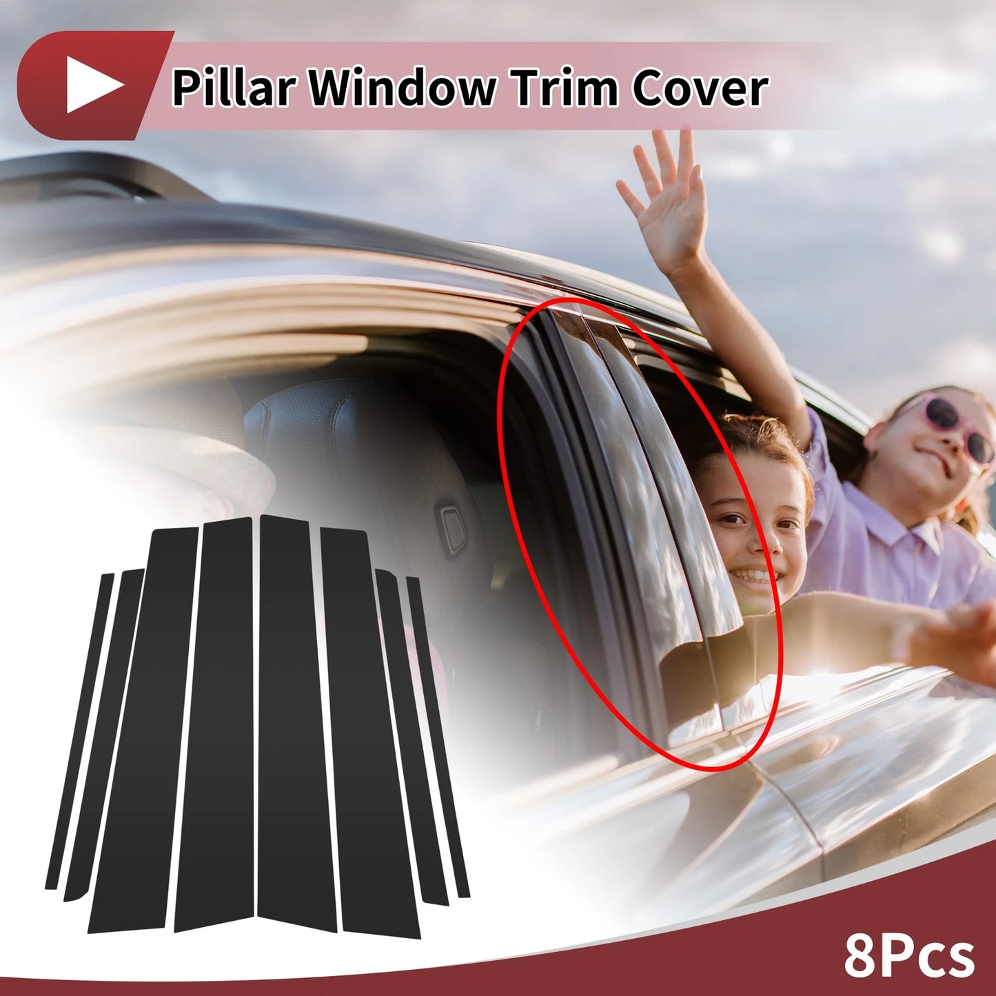 8 Pcs Car Door Pillar Window Trim for Toyota Verso/EZ (2012–2015)