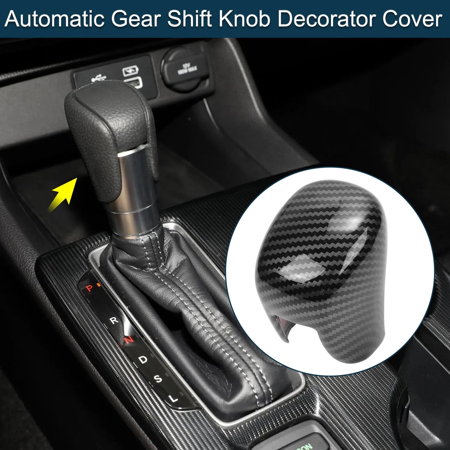 Automatic Gear Shift Knob Cover for Honda Civic 2022-2025 Black Decorator