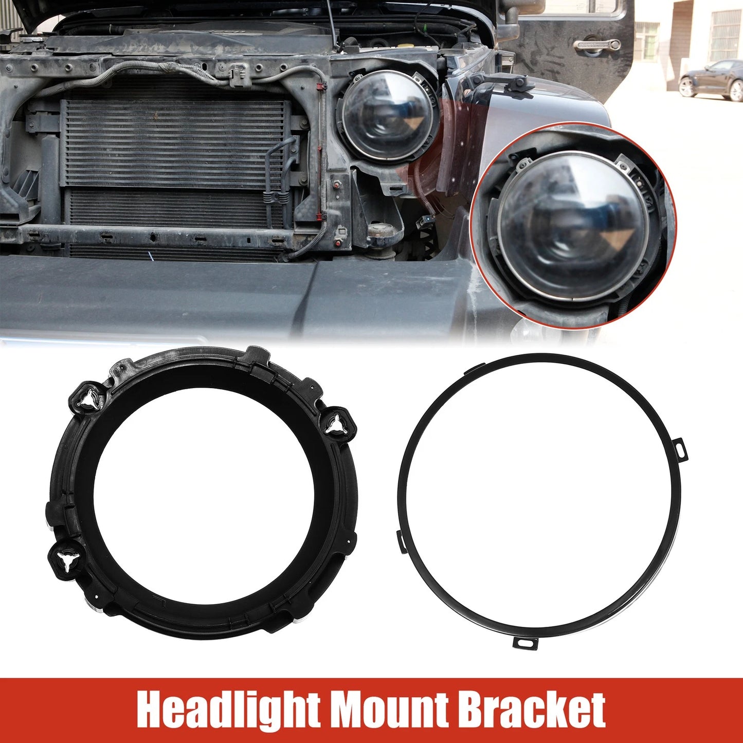 7 Inch Round Retaining Bracket Ring Set for Jeep TJ (1997-2006)