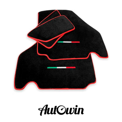 AutoWin Black Floor Mats for Ferrari F430 with Red Trim (2004-2009)