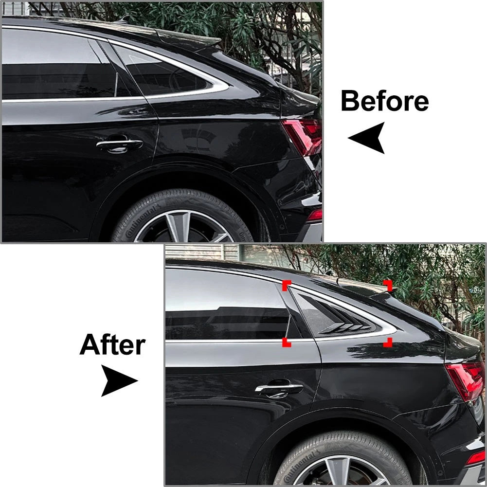 Glossy Black Rear Window Louvers Cover Trim for Audi Q5 (2018-2024)